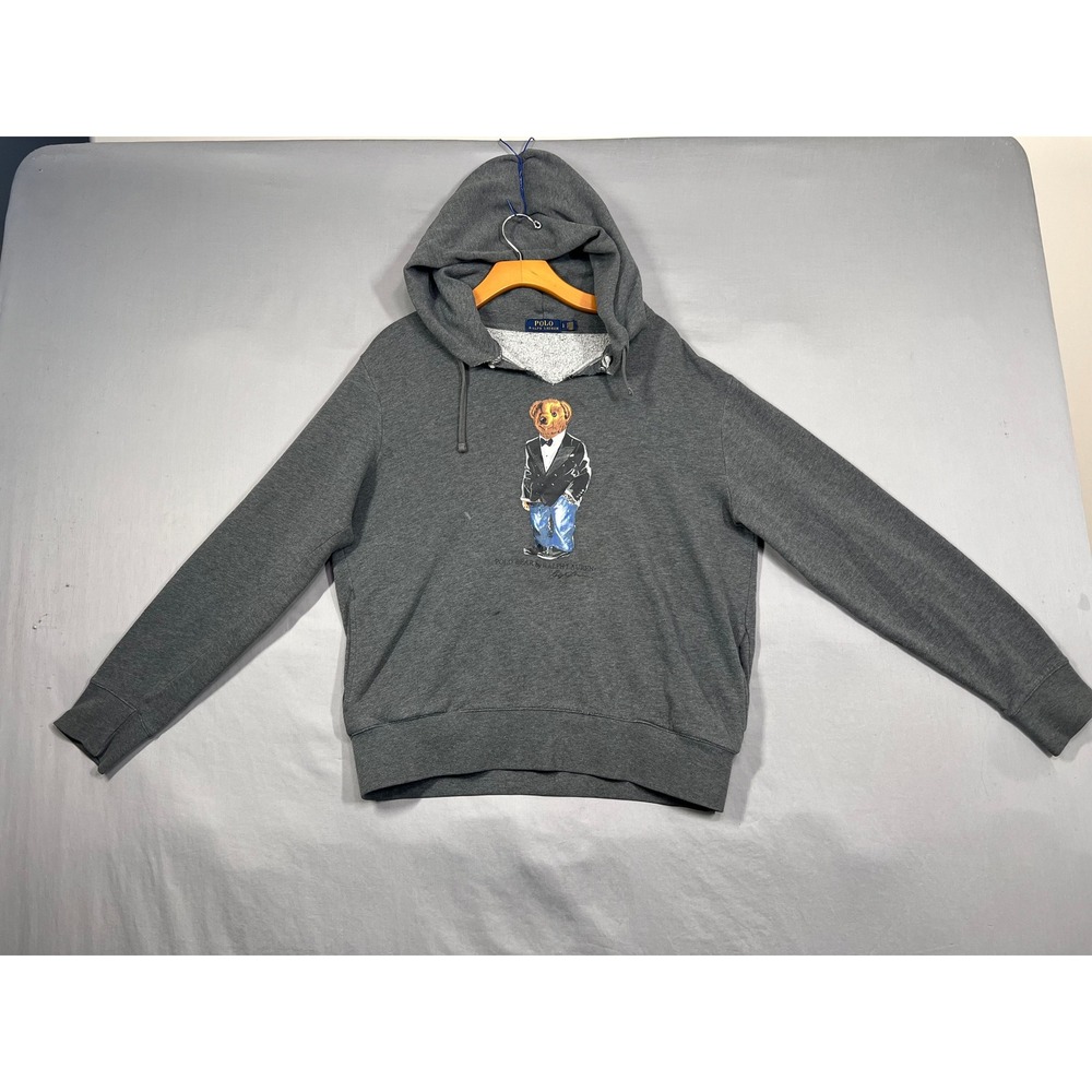 Polo Ralph Lauren Polo Bear Tuxedo Hoodie Grey Mens Large L Sweatshirt